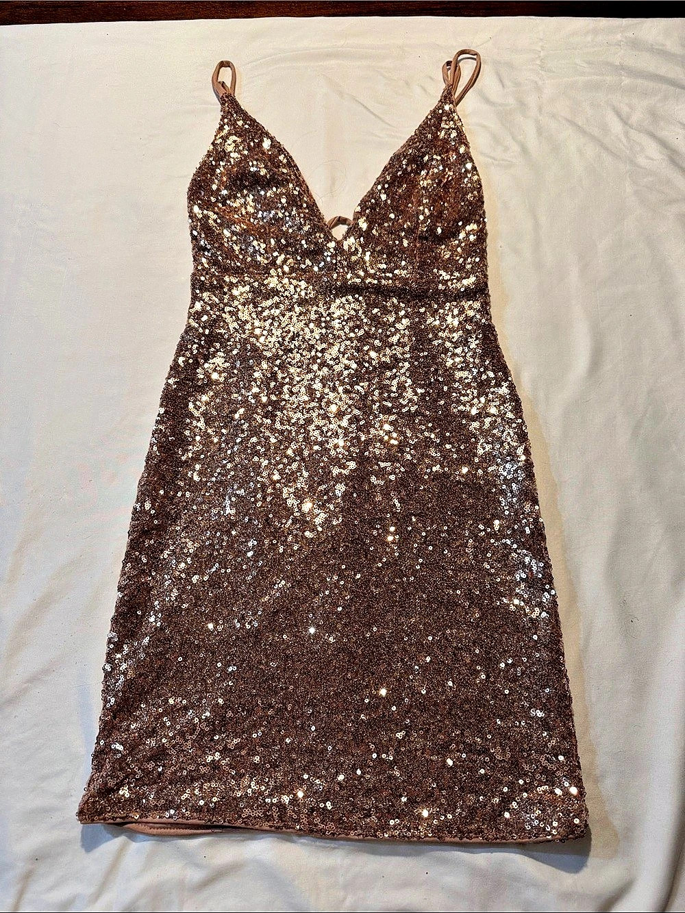Hello Molly Sequin Mini Dress in Brown & Gold Size XS Like New